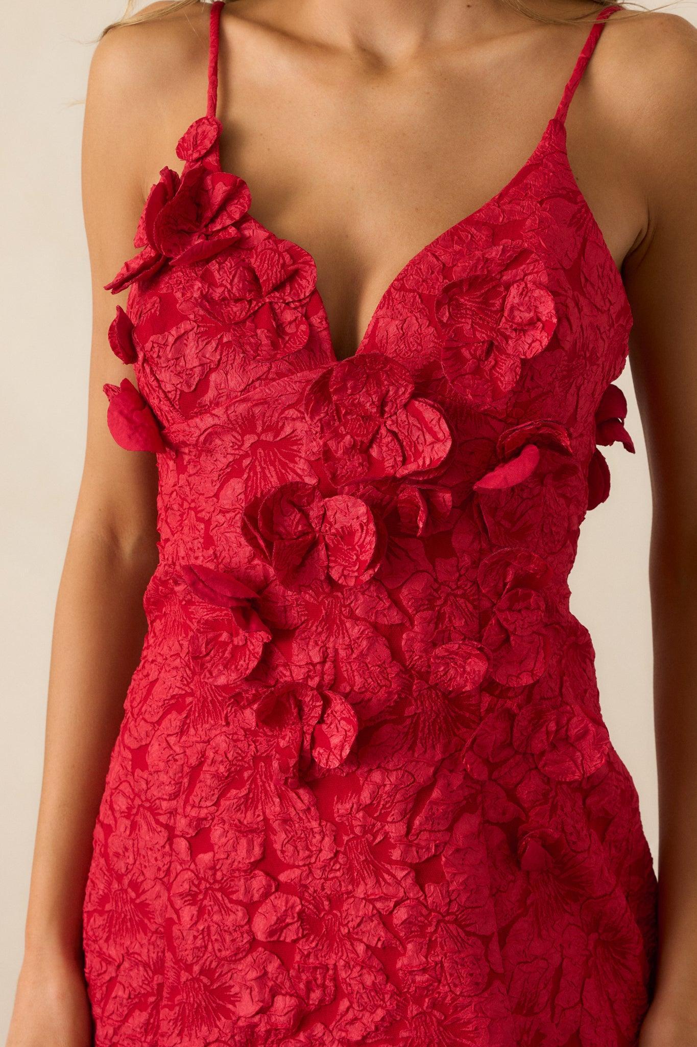 Because Of You Red Jacquard Mini Dress Product Image