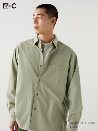 Mens Broadcloth Oversized Shirt Green Large UNIQLO US Product Image