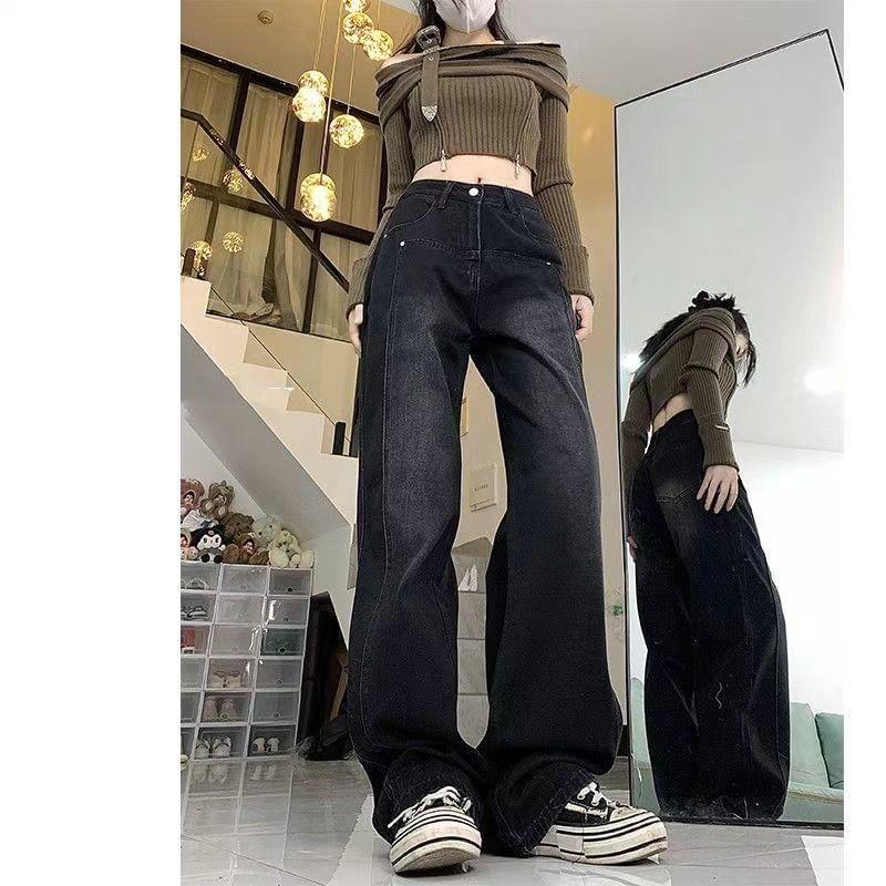 High Rise Washed Loose Fit Jeans Product Image