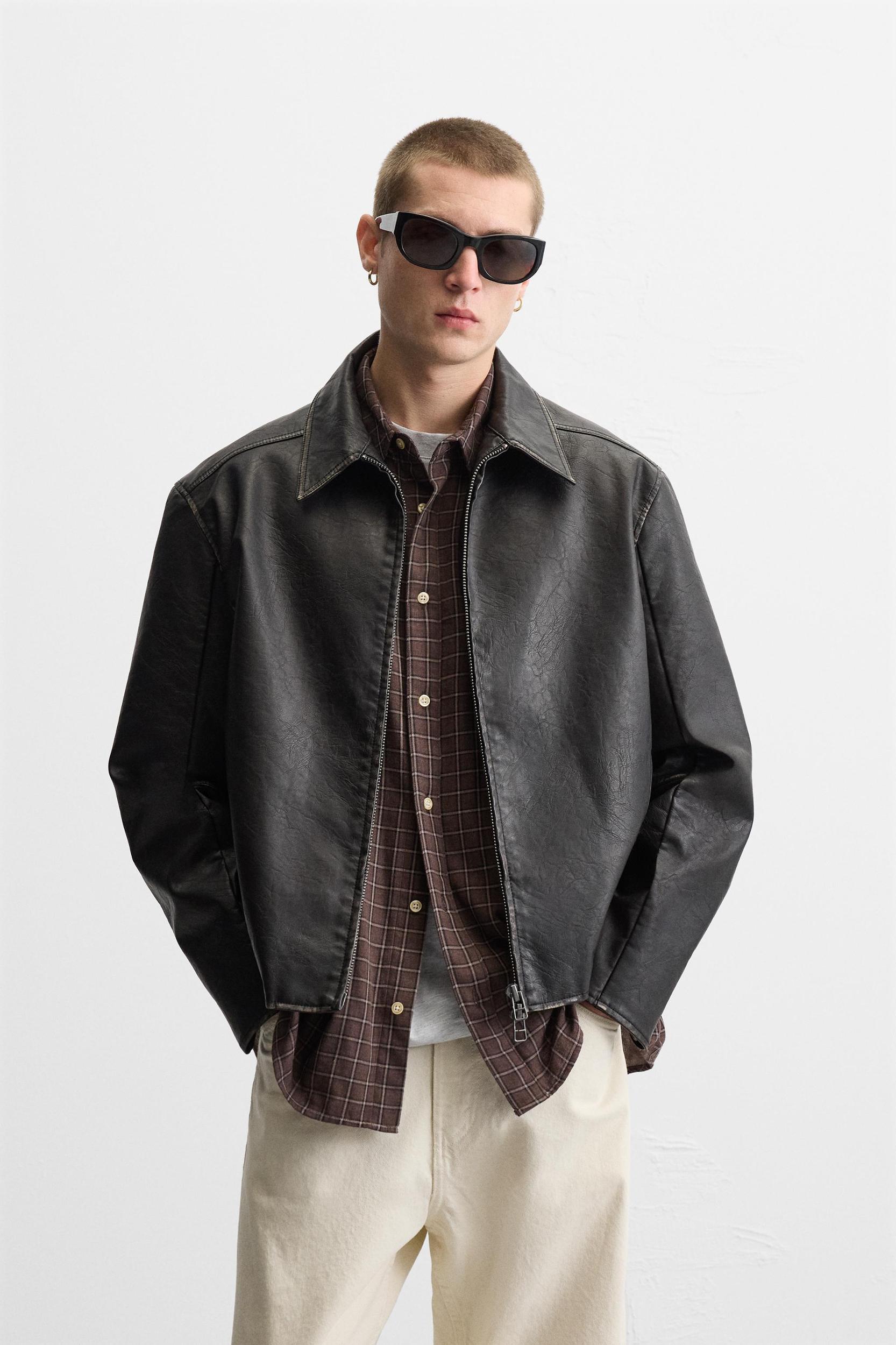 FAUX LEATHER WASHED JACKET Product Image