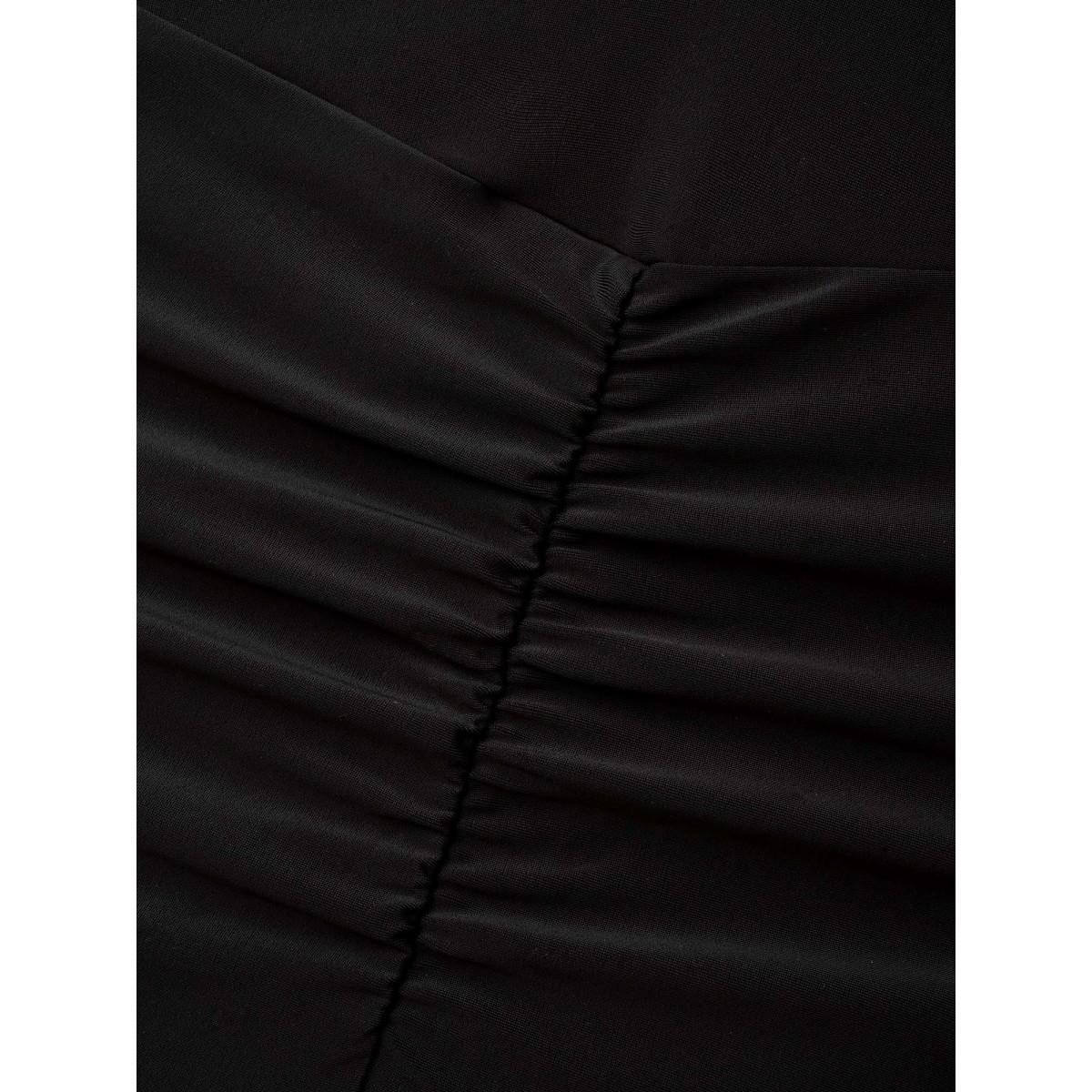 Plus Size High-Waisted Ruched Pocket Swim Bottoms Women's Swimwear Black Beach Gathered High stretch Skinny High Rise Side seam pocket Curve Swim Bottoms BloomChic 26/4X Product Image
