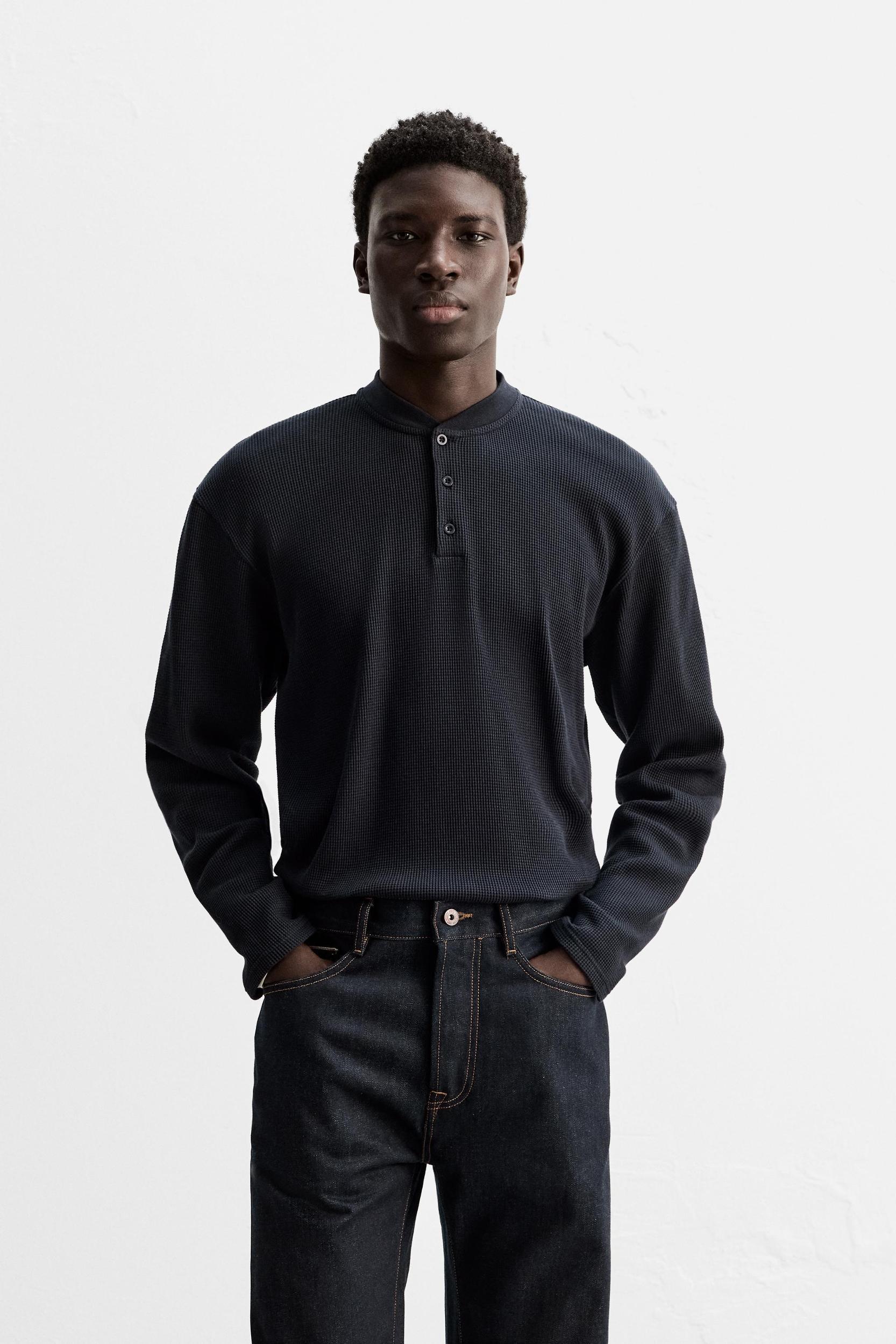 BUTTON COLLAR WAFFLE T-SHIRT Product Image