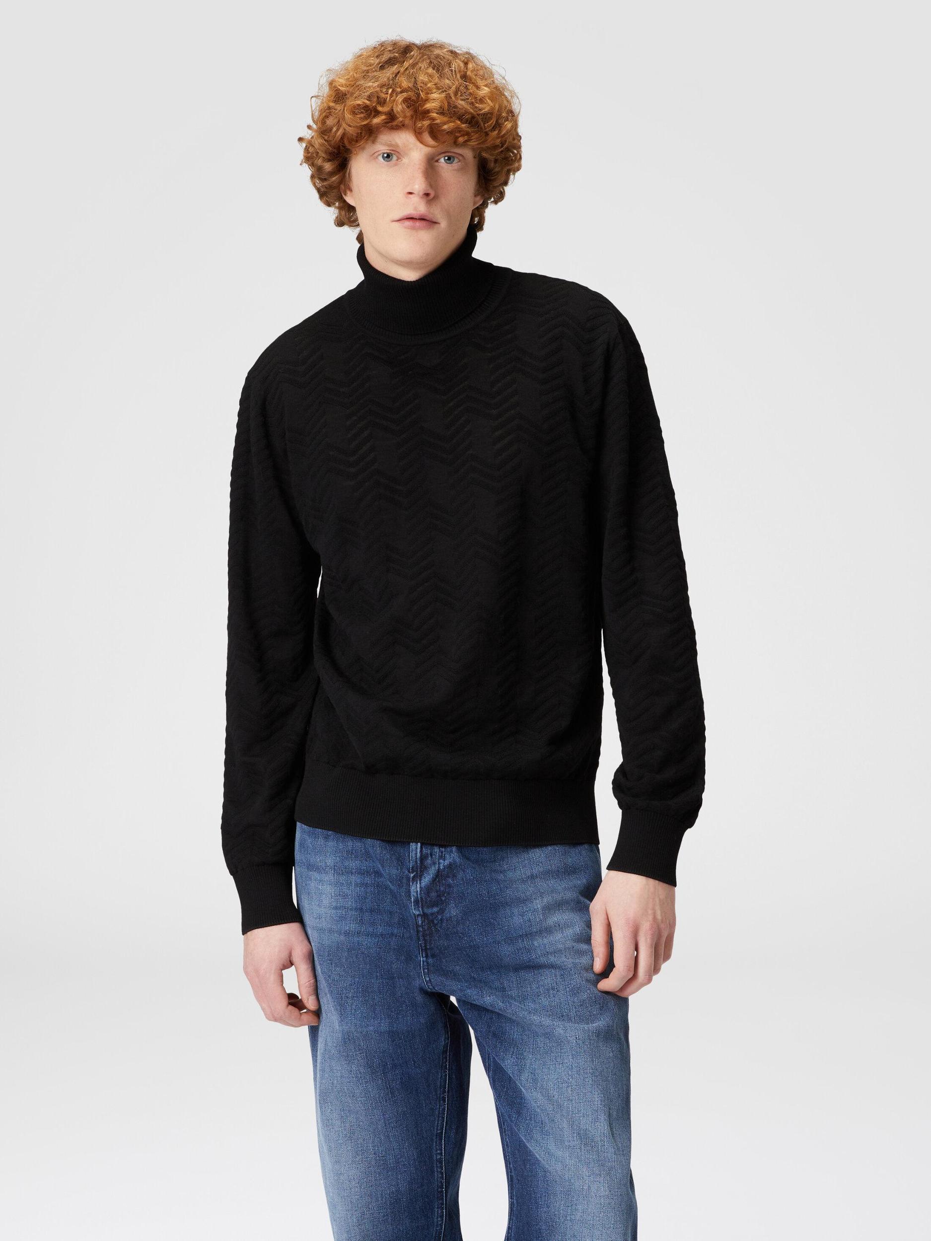 Wool turtleneck pullover with tone-on-tone chevron Product Image