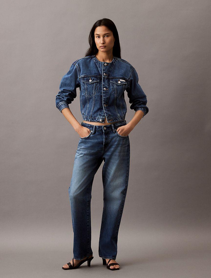Cropped Denim Trucker Jacket Product Image