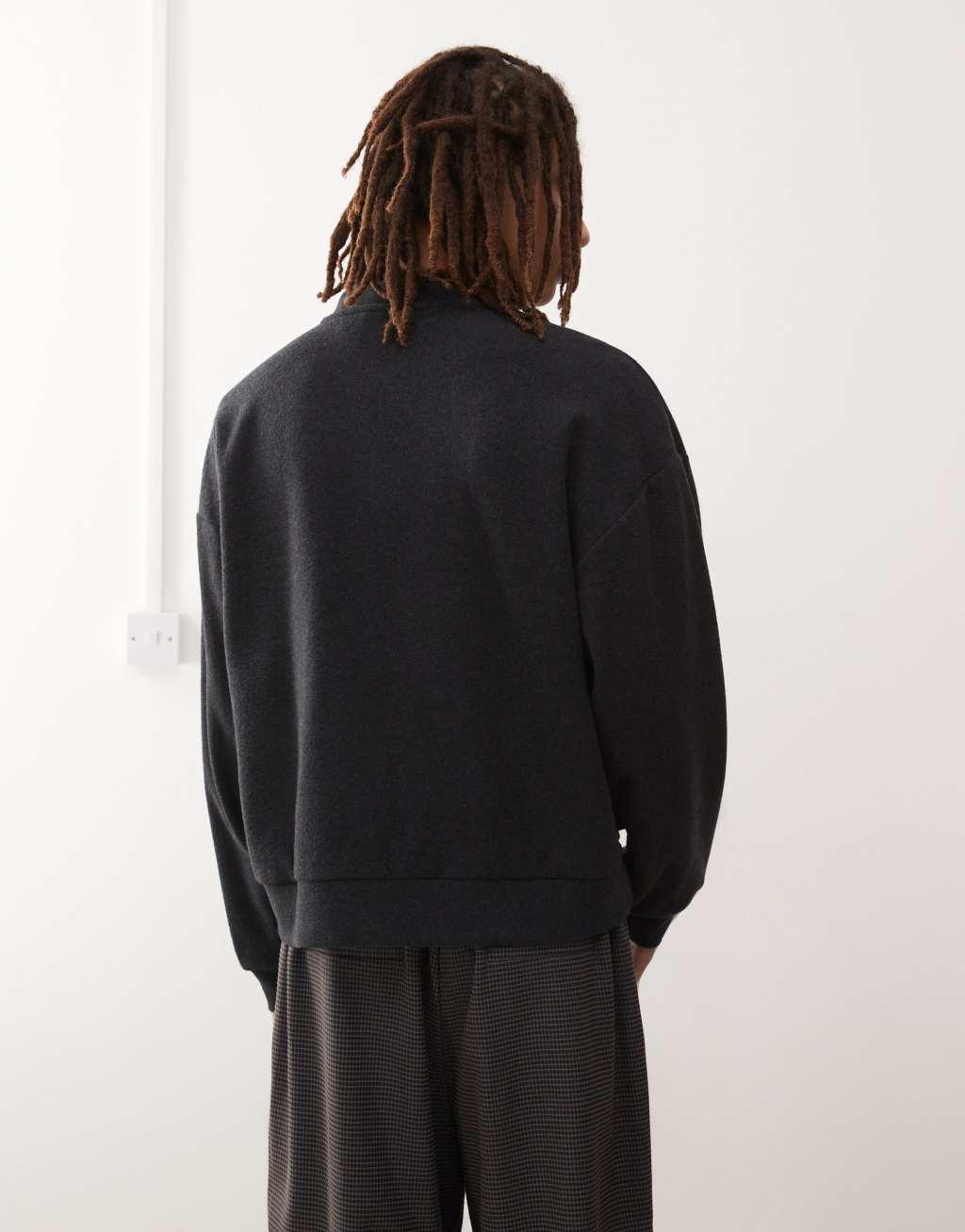 Reclaimed Vintage ribbed relaxed fit cardigan in charcoal gray Product Image