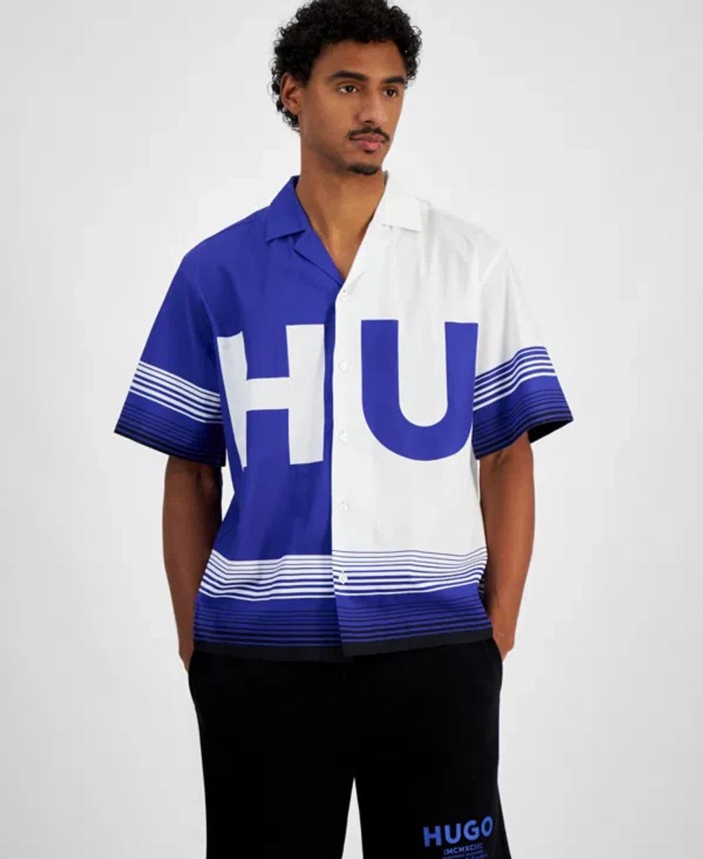 Hugo by Hugo Boss Mens Relaxed-Fit Printed Button-Down Camp Shirt Product Image