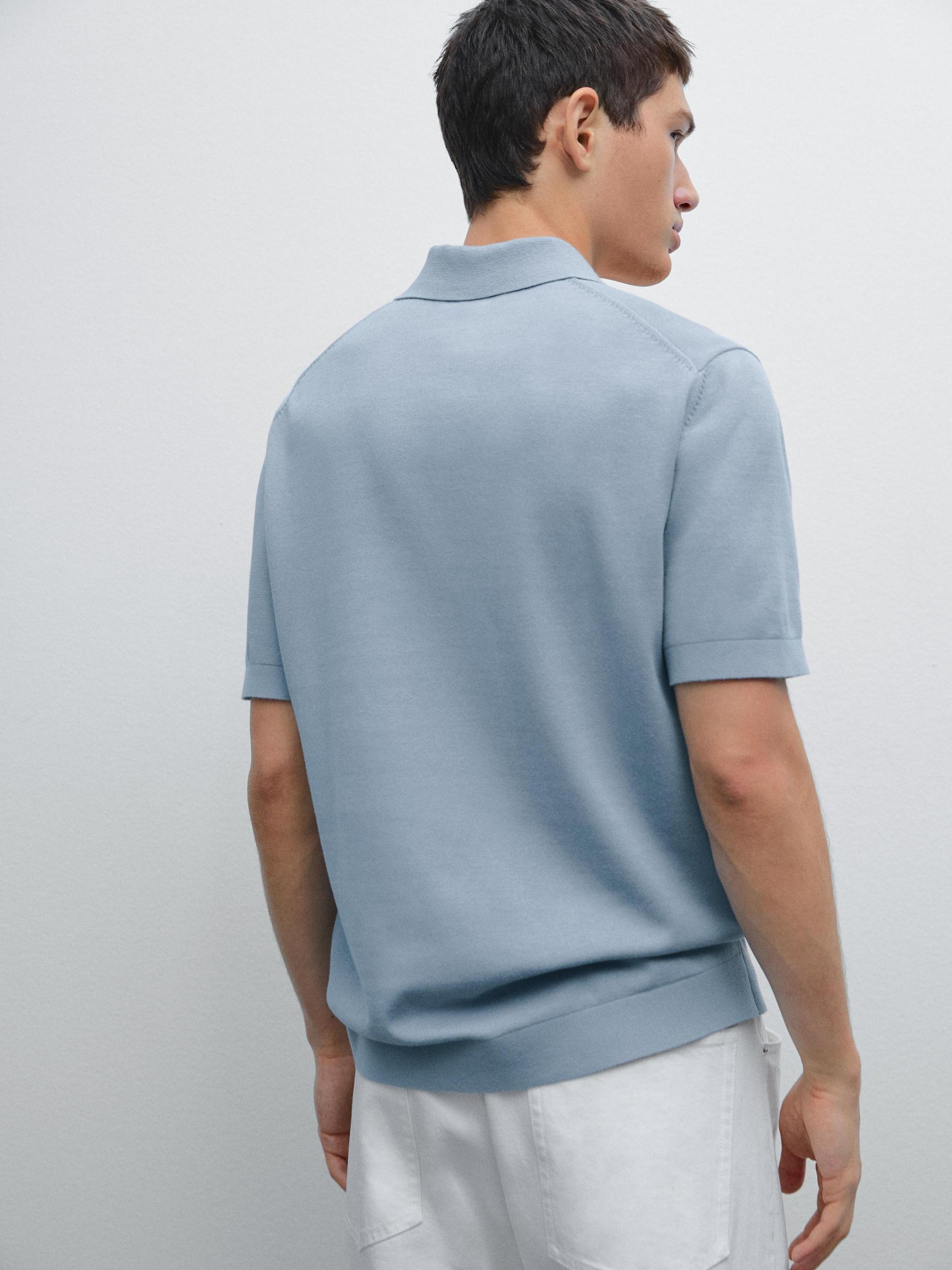 Cotton knit quarter-zip polo shirt Product Image