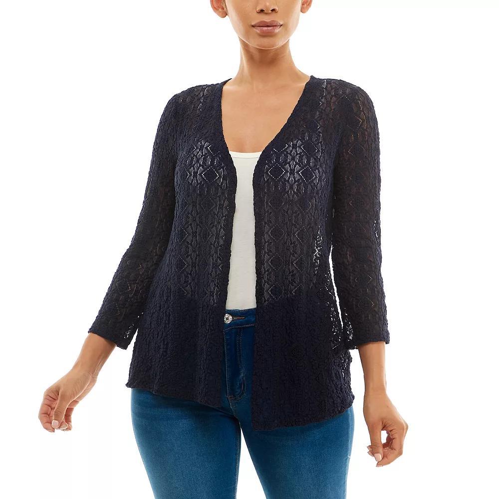 Women's Nina Leonard Lace Bolero, Size: Small, Black Product Image