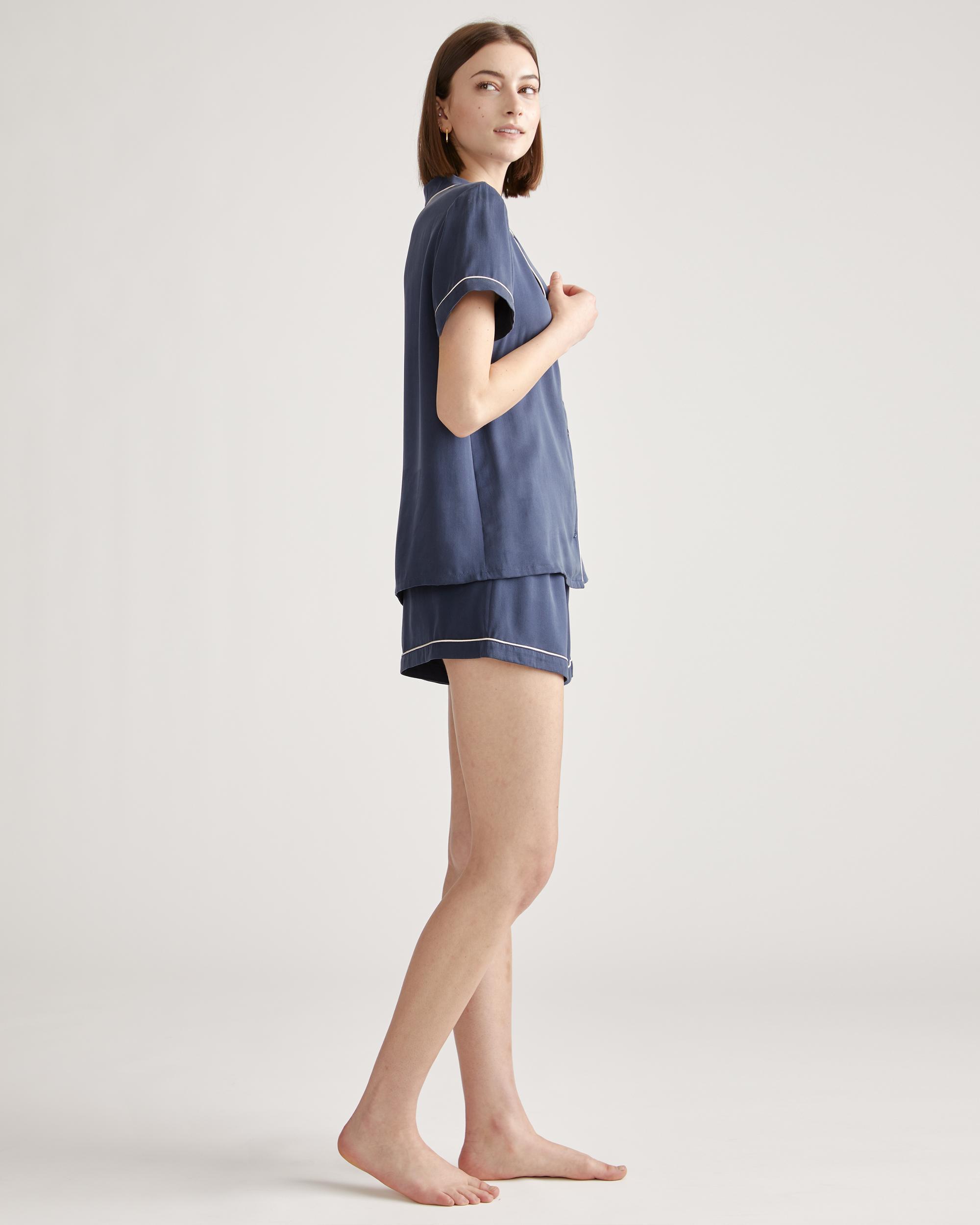 Quince | Women's Pajama Top with Piping Size XS, Silk Product Image