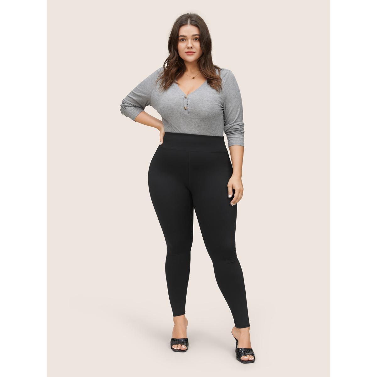 Plus Size Solid Seamless Butt Lifting High Rise Leggings Women Black Casual High stretch Skinny High Rise Dailywear Leggings BloomChic 10/M Product Image