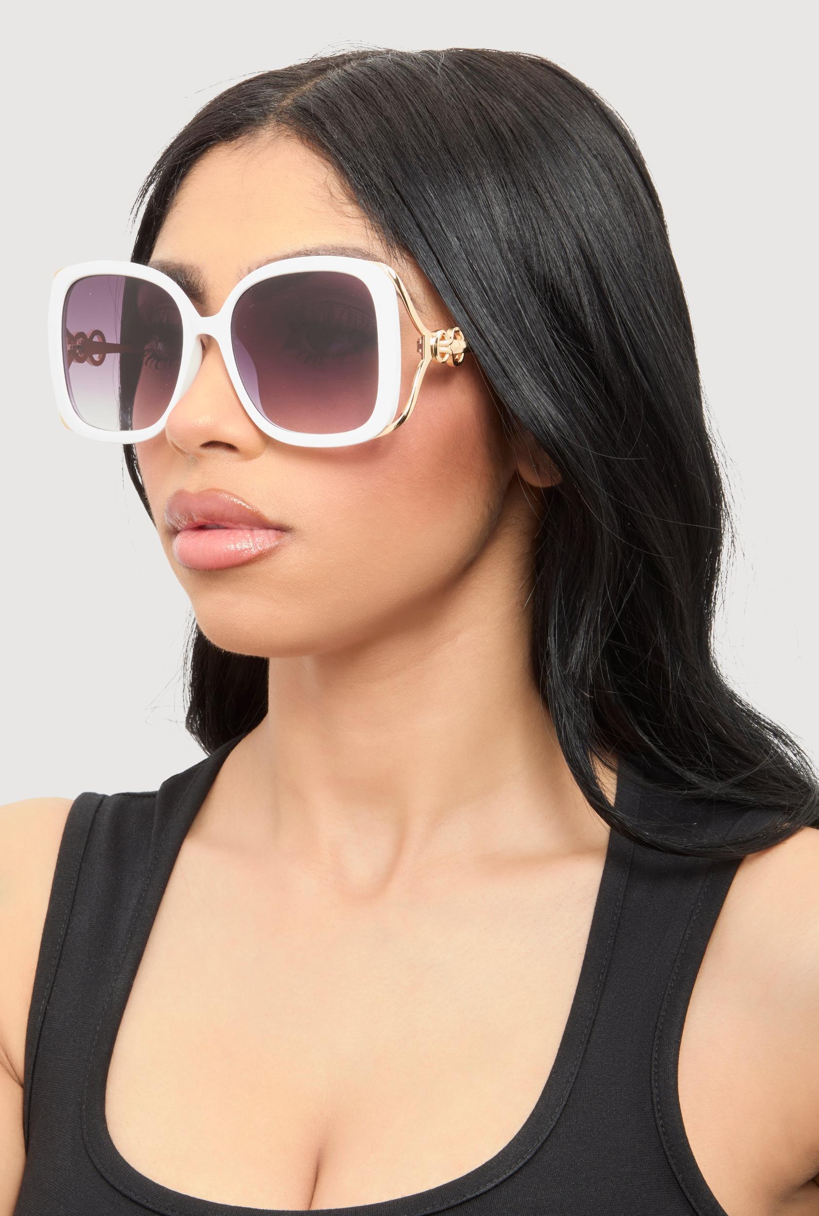 Metallic Detail Gradient Lens Sunglasses Female Product Image
