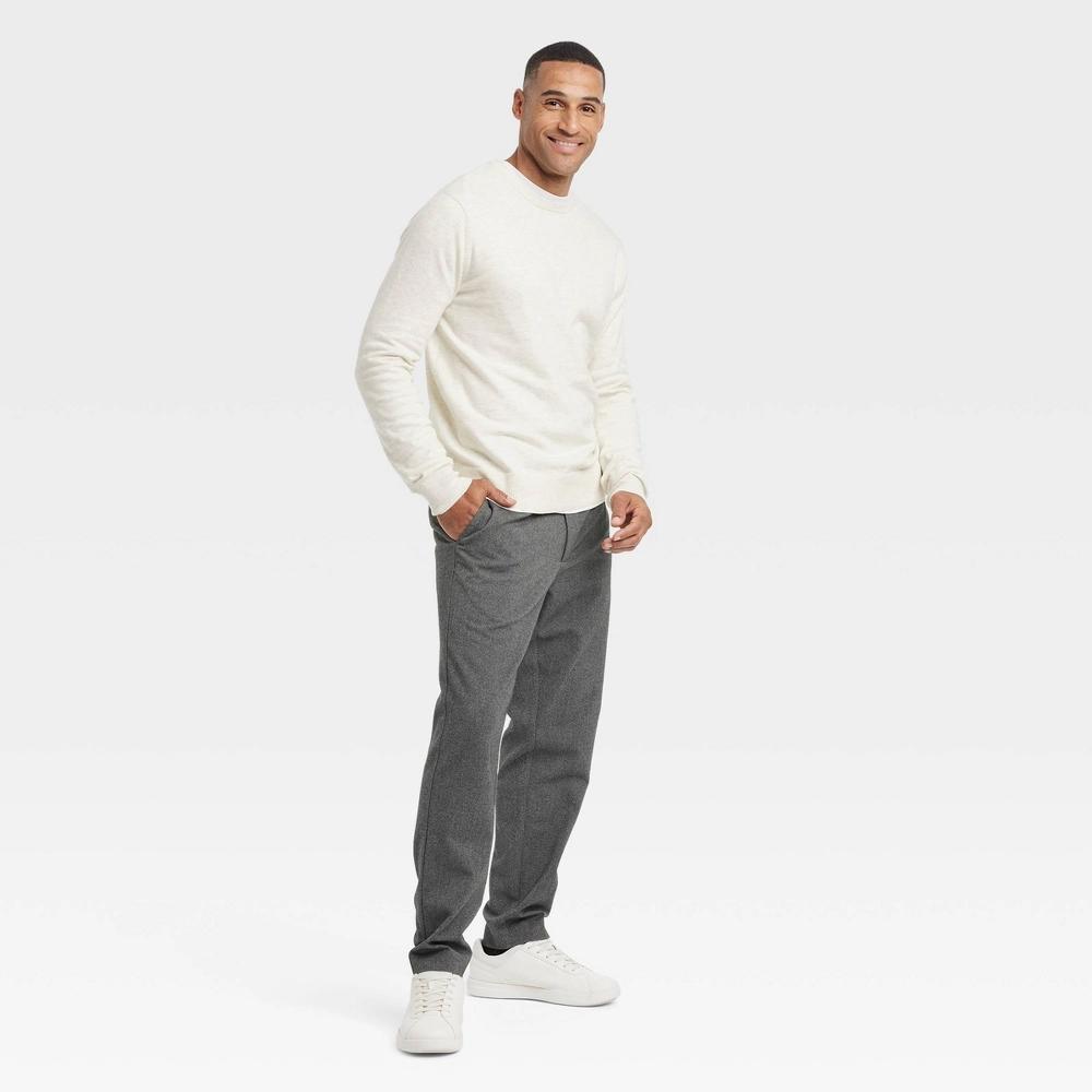 Men's Soft Knit Crew Neck Pullover Sweater - Goodfellow & Co™ Off-White XXL: Lightweight Ribbed Cuffs Product Image