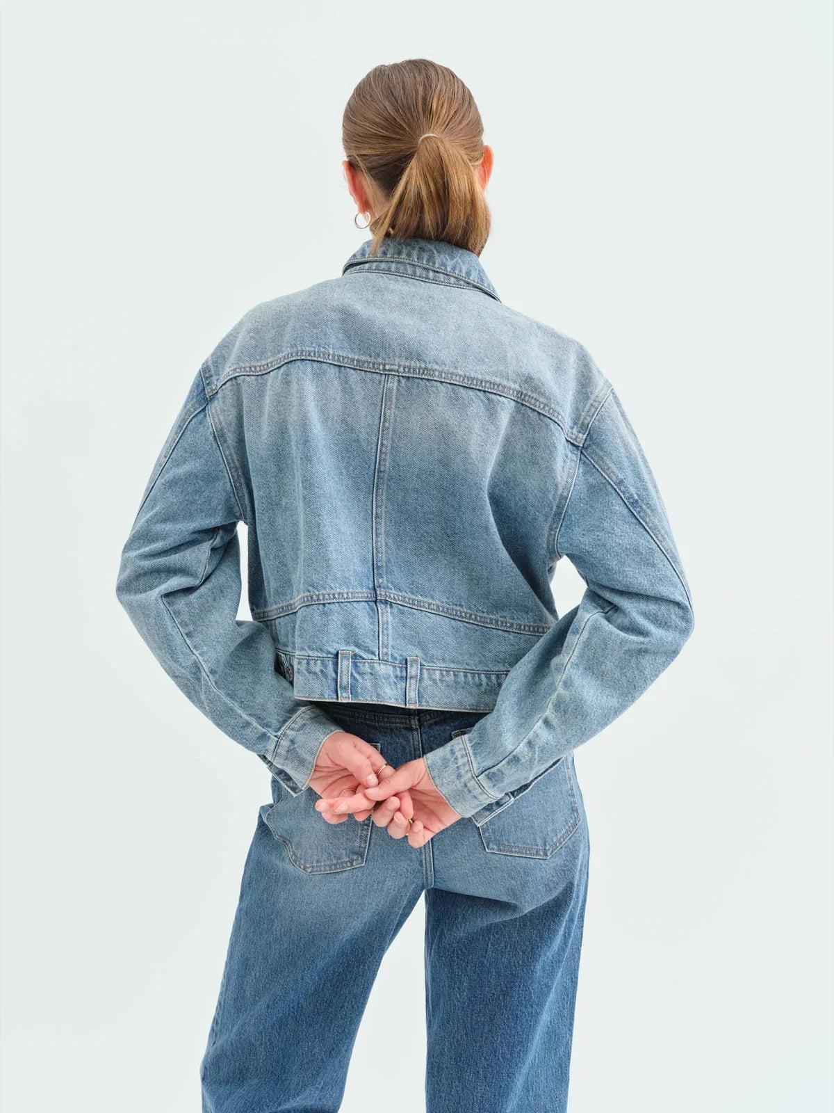 Bestie Cropped Denim Jacket Product Image