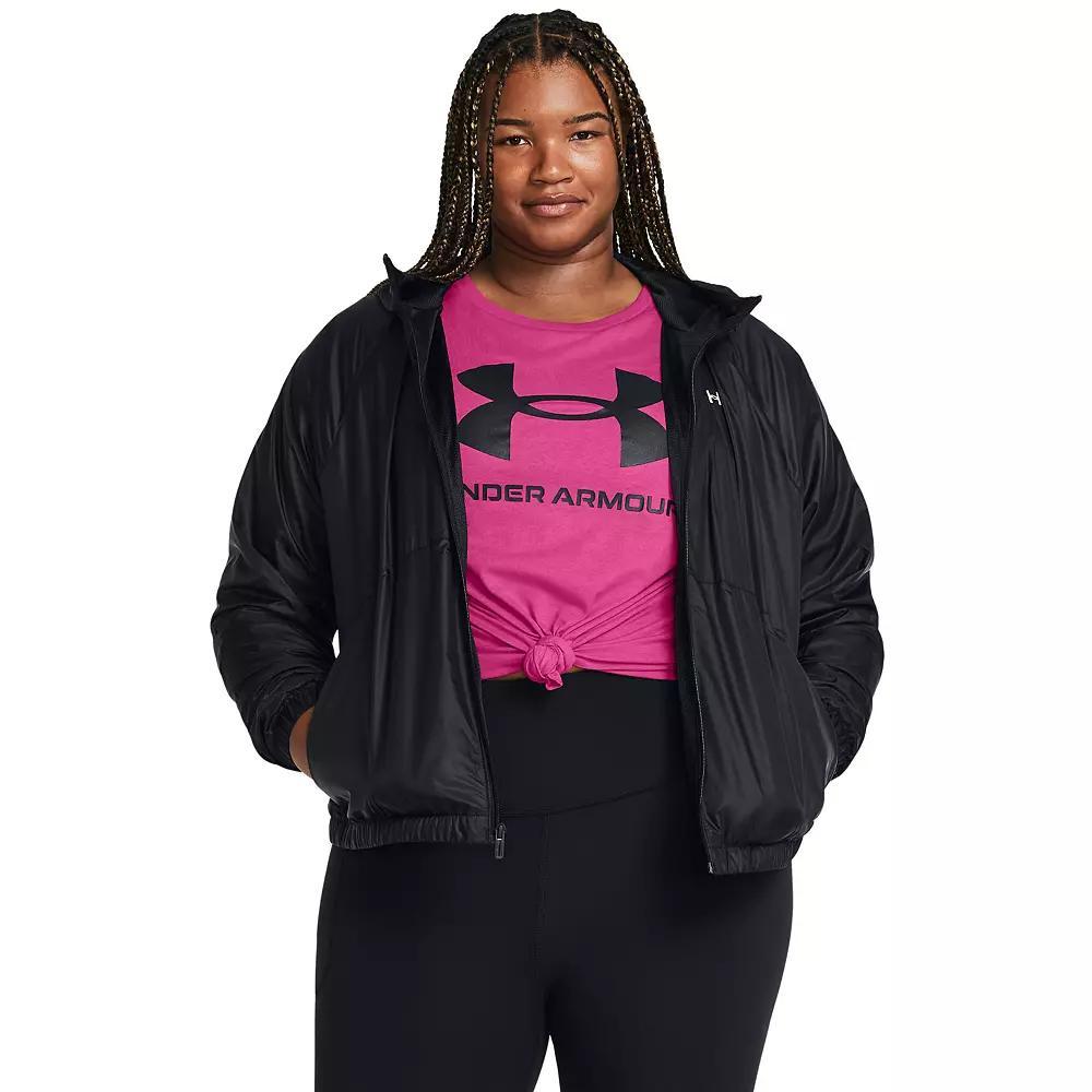 Plus Size Women's Under Armour Rival Full-Zip Windbreaker Jacket, Size: 1XL, Black Product Image