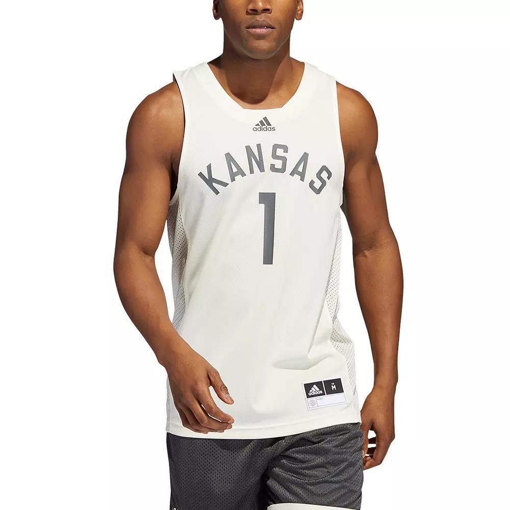 Men's adidas #1 Cream Kansas Jayhawks Reverse Retro Jersey, Size: Large, Beige Product Image