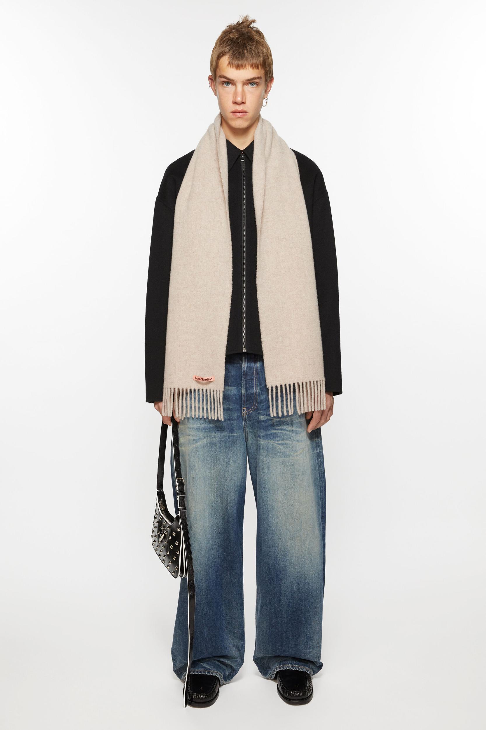 Fringe wool scarf - skinny Product Image