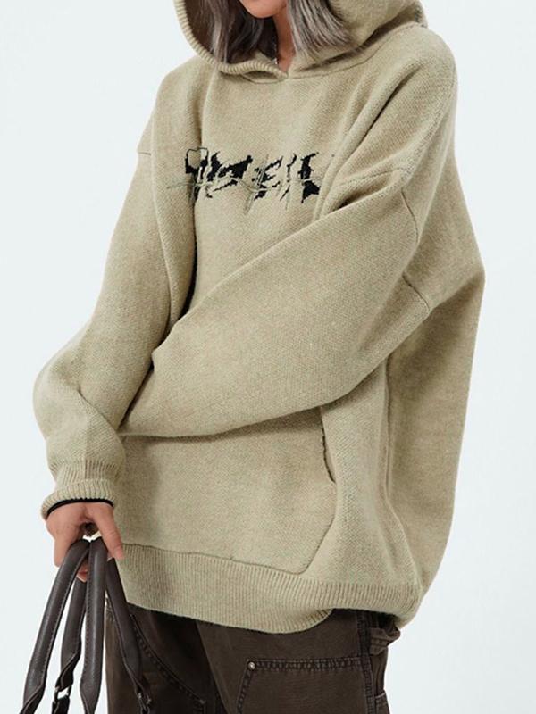 Skull Jacquard Hooded Pullover Sweater Product Image