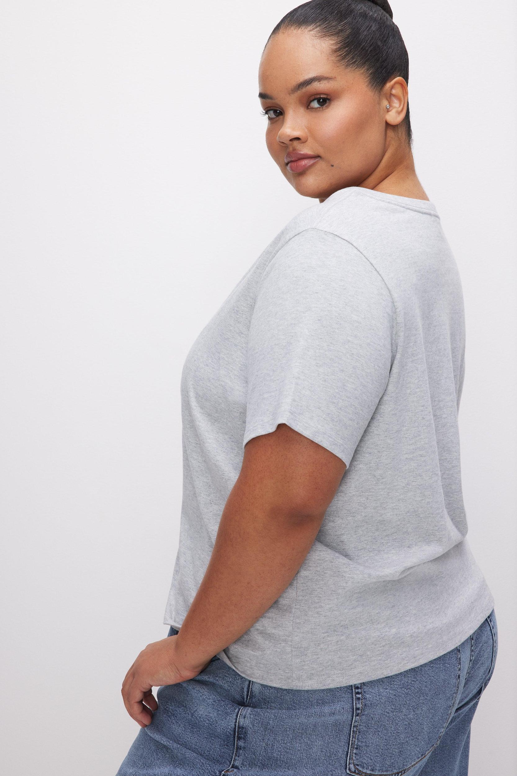 COTTON CLASSIC V-NECK TEE | HEATHER GREY001 Product Image