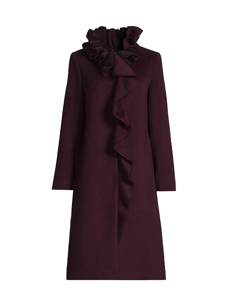 Womens Sheila Ruffle-Collar Wool-Blend Coat Product Image
