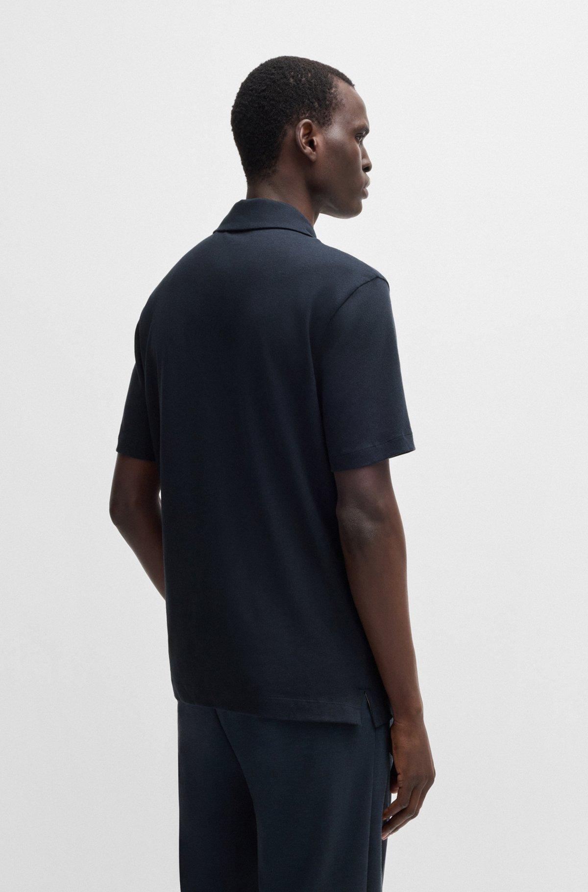 Cotton-linen polo shirt with Johnny collar Product Image