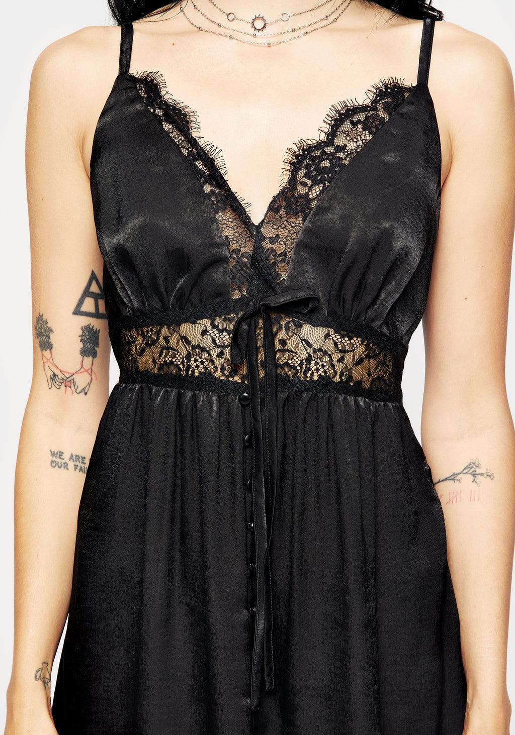 Conjure Satin Lace Trim Cami Midi Dress Product Image