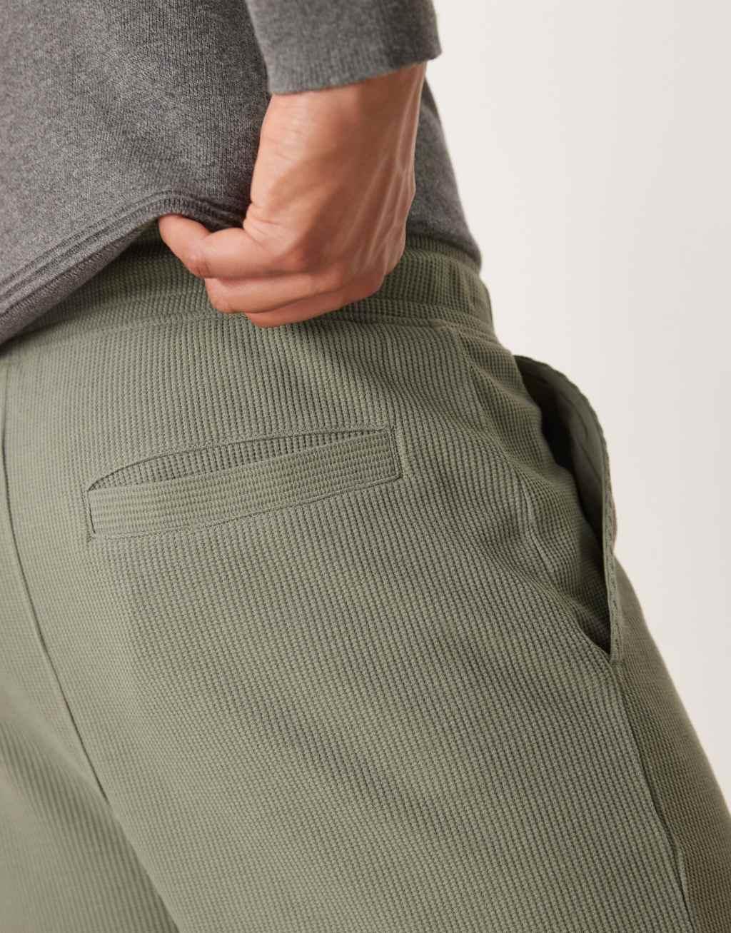 ASOS DESIGN oversized waffle shorts in khaki Product Image