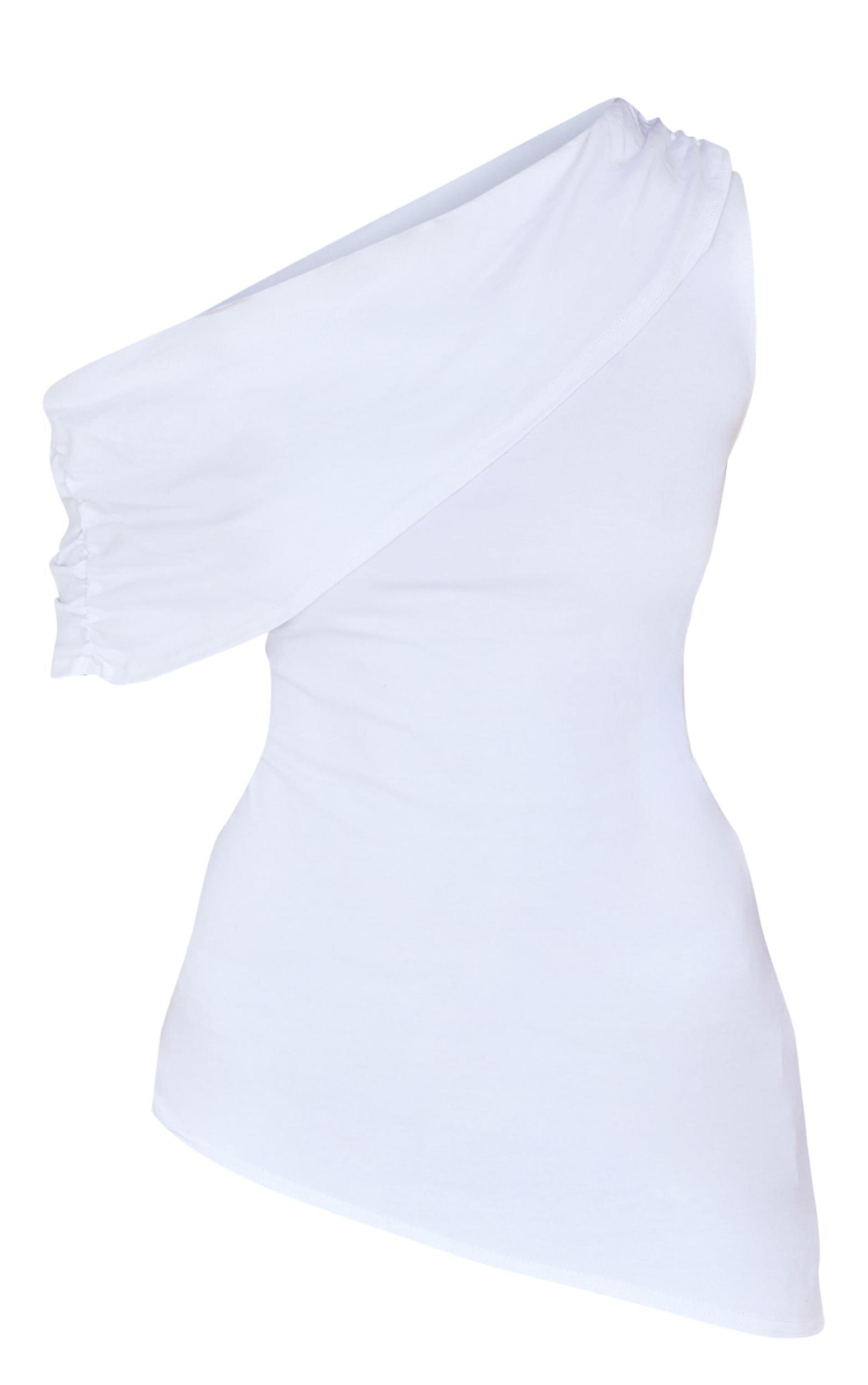 Cream Fold Over Cotton Asymmetric Hem Long Top Product Image