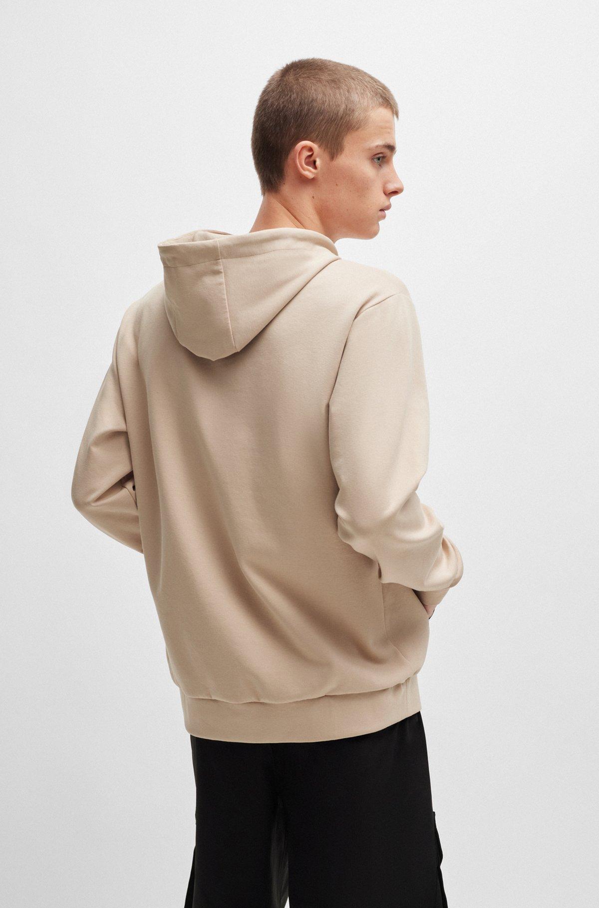 Relaxed-fit hoodie in stretch cotton with contrast pocket Product Image