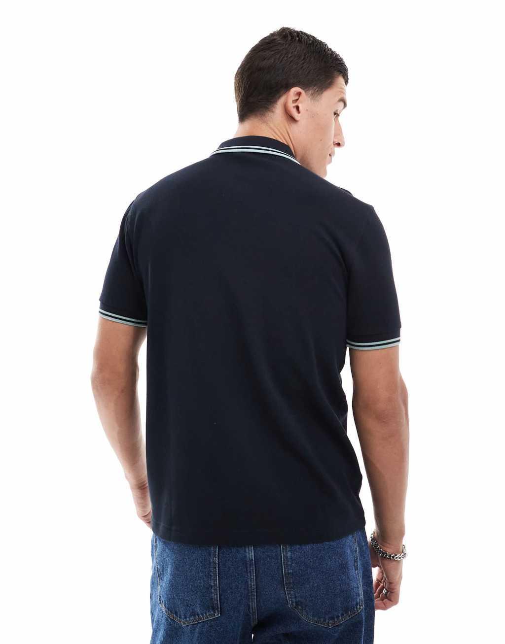 Fred Perry twin tipped polo shirt in black Product Image