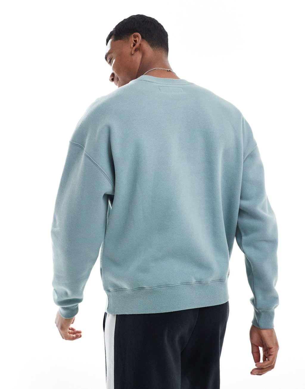 Hollister quarter zip sweatshirt top with contrast piping in blue Product Image