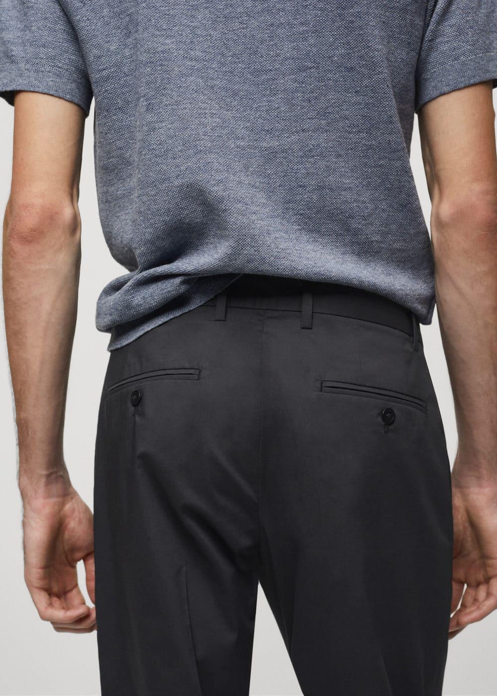 Mango Mens Slim-Fit Cotton Pleated Pants Product Image