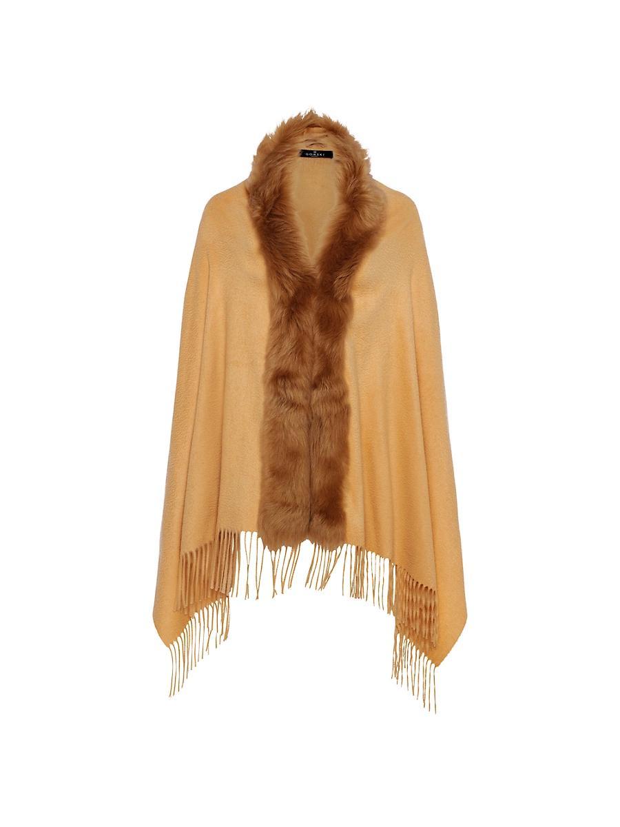 Womens Cashmere Stole with Toscana Lamb Trim Product Image