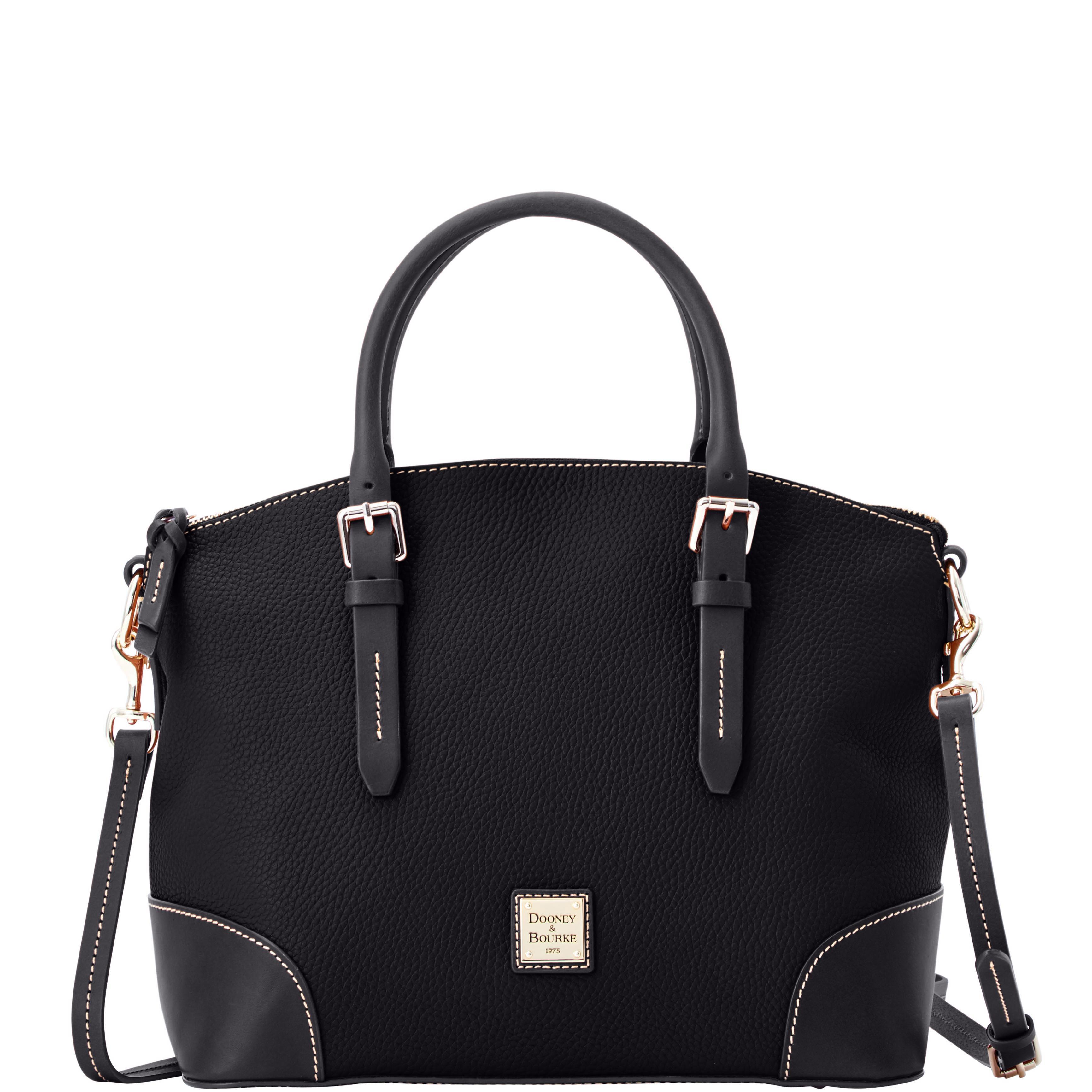 Dooney & Bourke Womens Pebble Grain Domed Leather Satchel Bag in Black Product Image