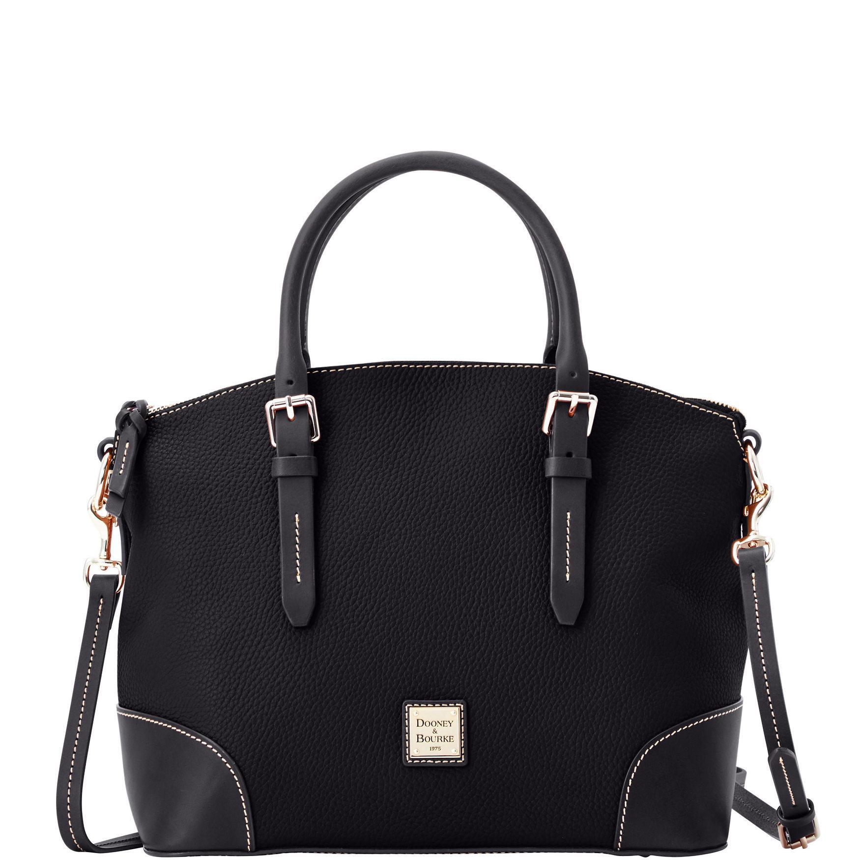 Dooney & Bourke Womens Pebble Grain Domed Leather Satchel Bag in Black Product Image