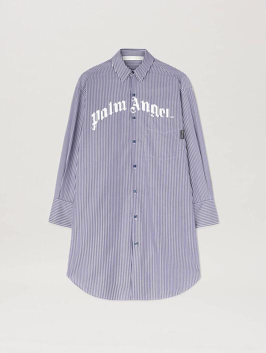 CURVED LOGO STRIPE SHIRTDRESS NAVY BLUE Product Image