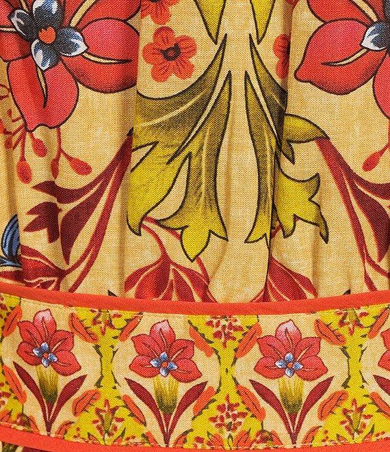 A Loves A Woven Floral Print Surplice V-Neck Long Bubble Sleeve A-Line Wrap Above the Knee Dress Product Image