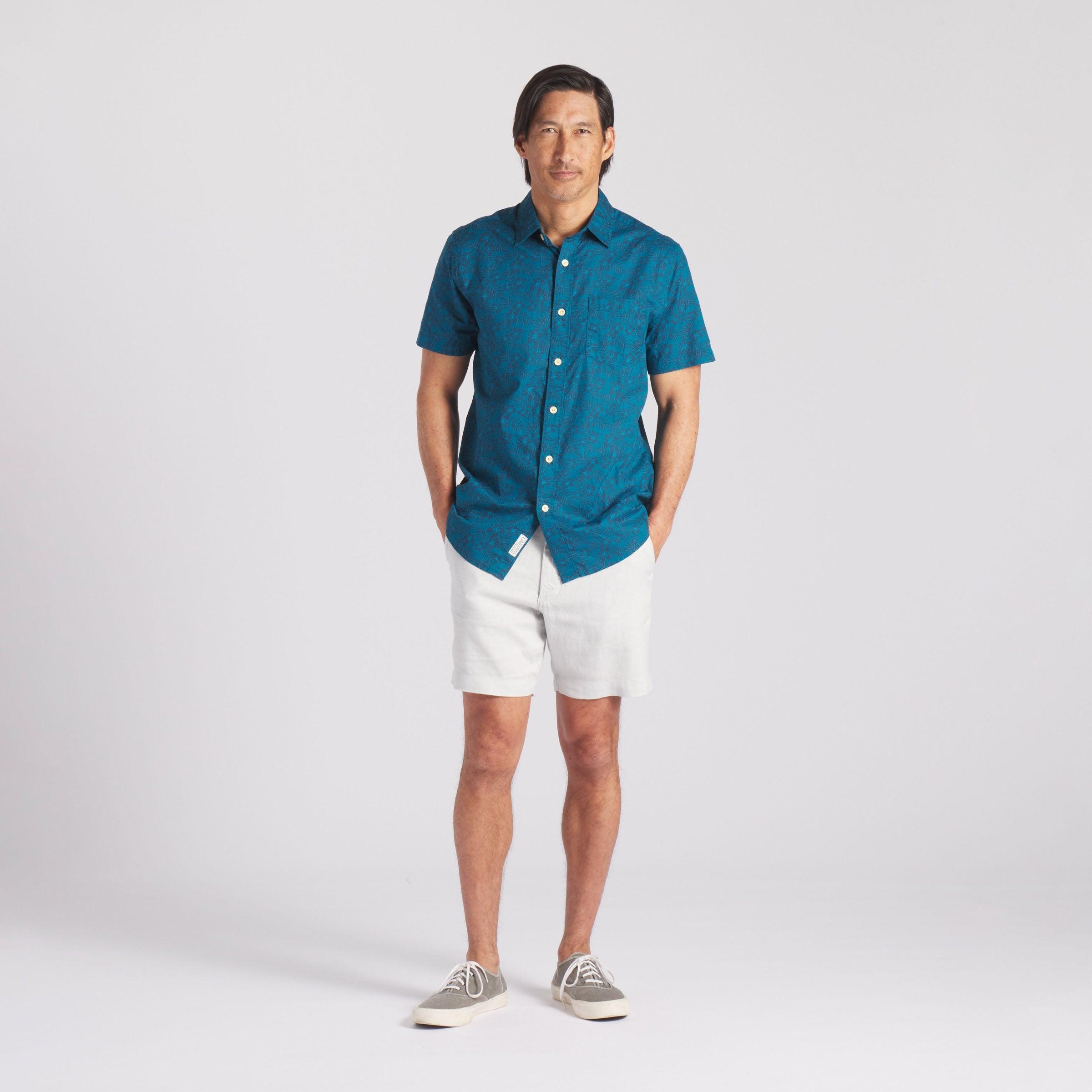 Printed Light Weight Poplin Shirt - Blue Coral (Final Sale)* Product Image