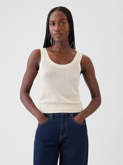 Cropped Pointelle Sweater Tank Top Product Image