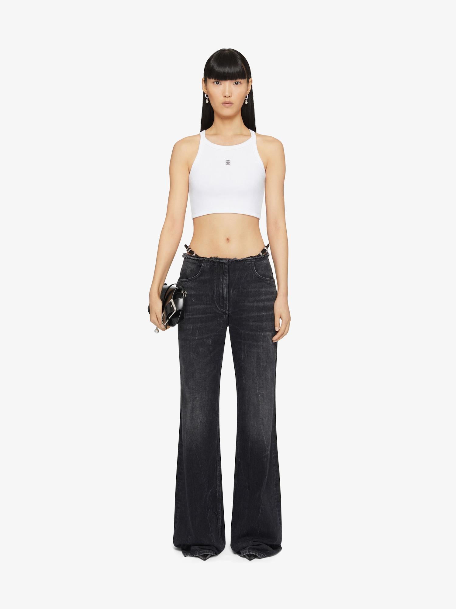 Cropped tank top in cotton with 4G detail Product Image