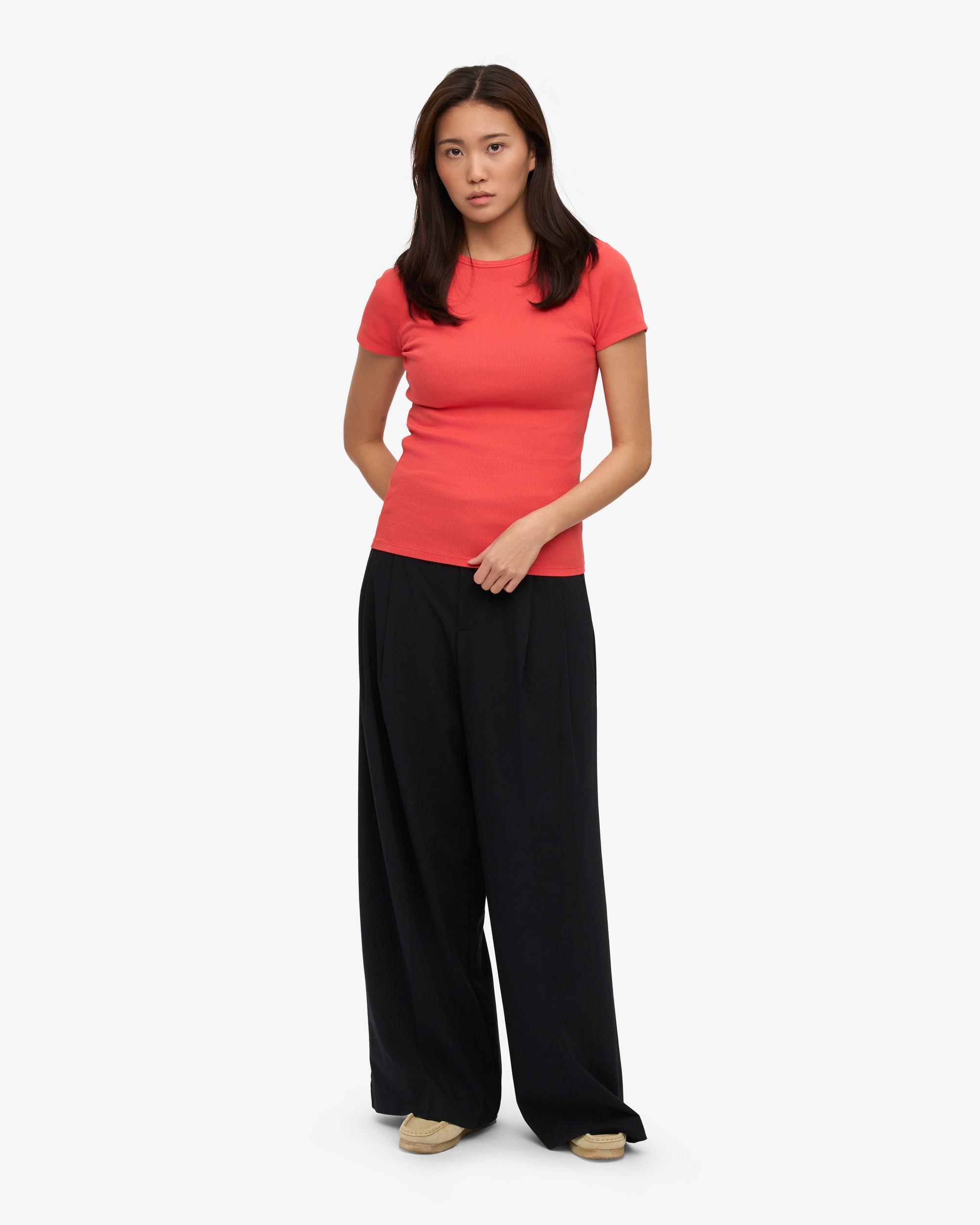 Organic Rib T-Shirt - Red Tangerine Product Image