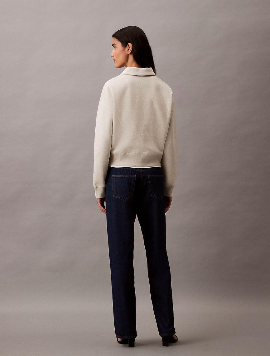 Calvin Klein Women's Archive Logo Fleece Quarter Zip Sweatshirt - Neutral - L Product Image