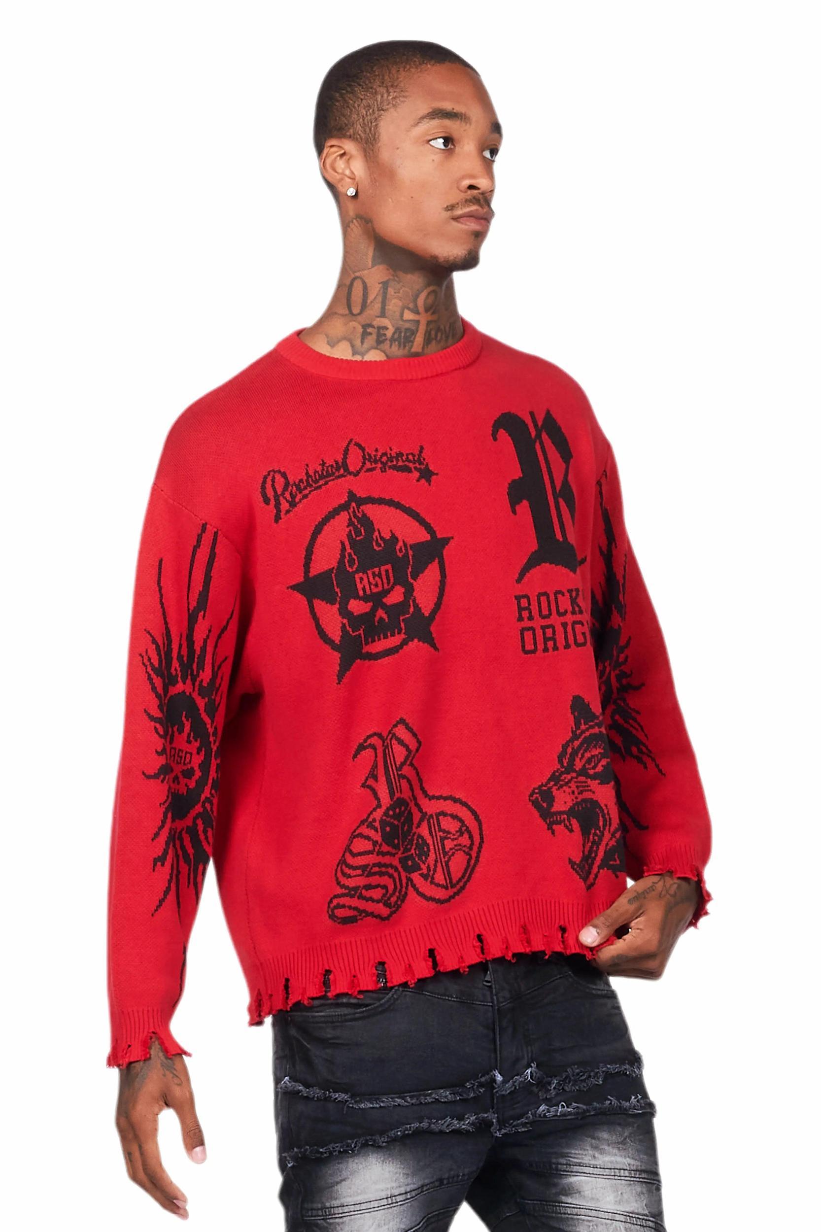 Fagan Red Knit Sweater Male Product Image