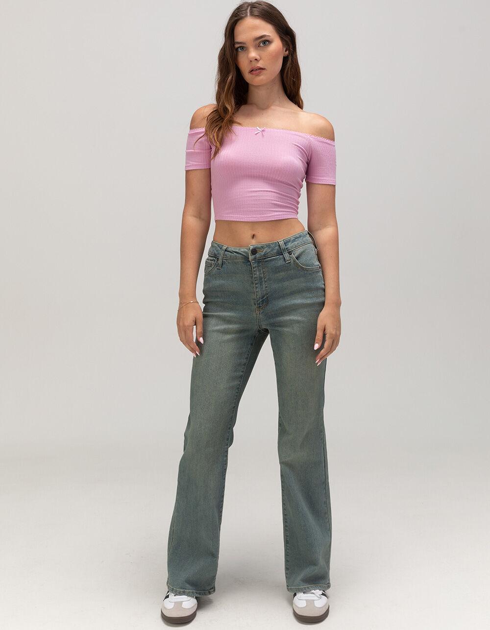 RSQ Womens High Rise Flare Jeans - TINTED DENIM Product Image