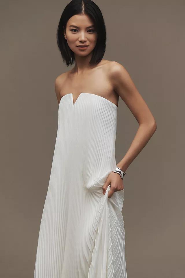 L'IDÉE Black Tie Strapless Pleated Maxi Gown Product Image