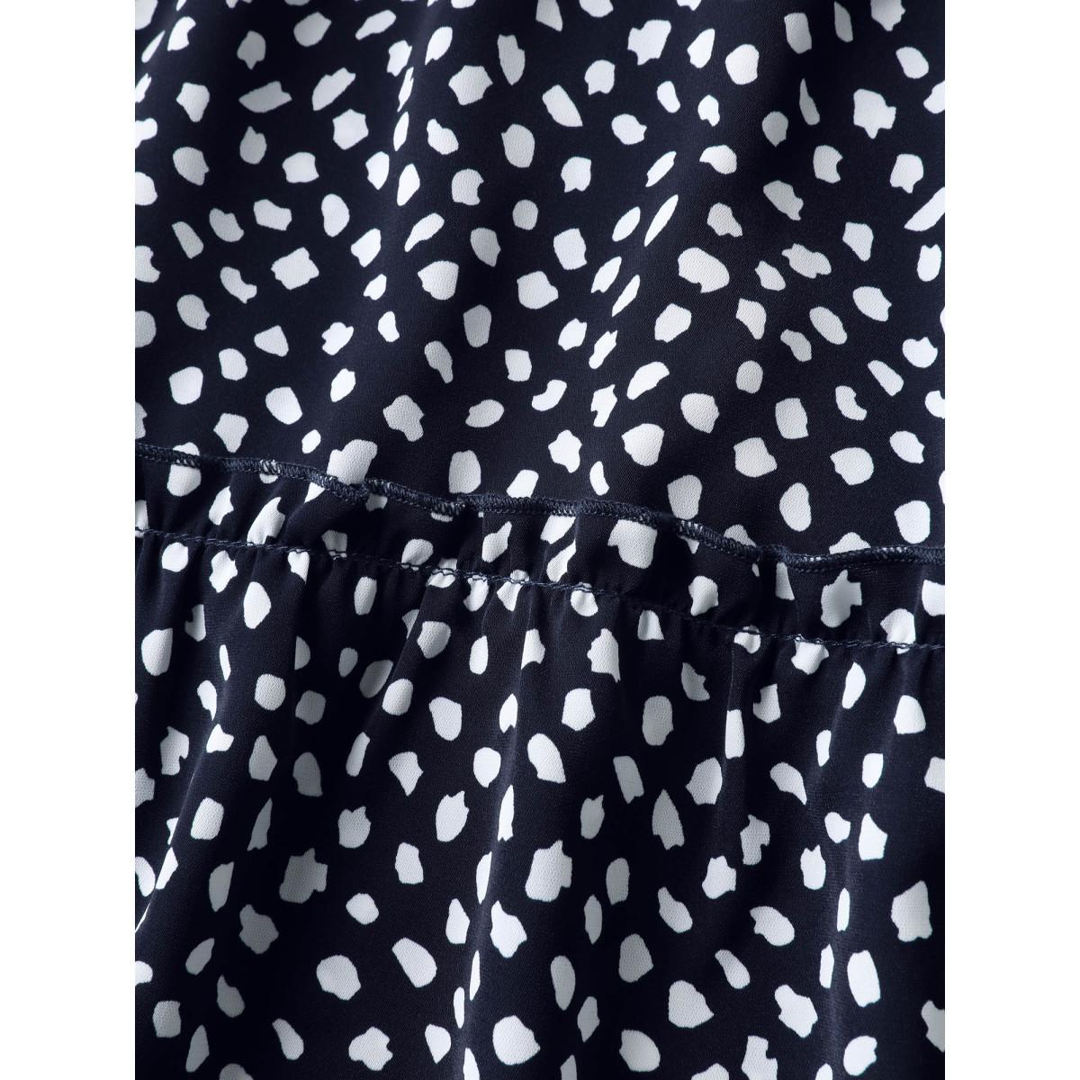 Plus Size Polka Dot Print Tiered Mini Skirt Women Indigo Elegant Drawstring Bodycon Low stretch Slanted pocket Everyday-Elegant Skirts BloomChic 12/L Product Image