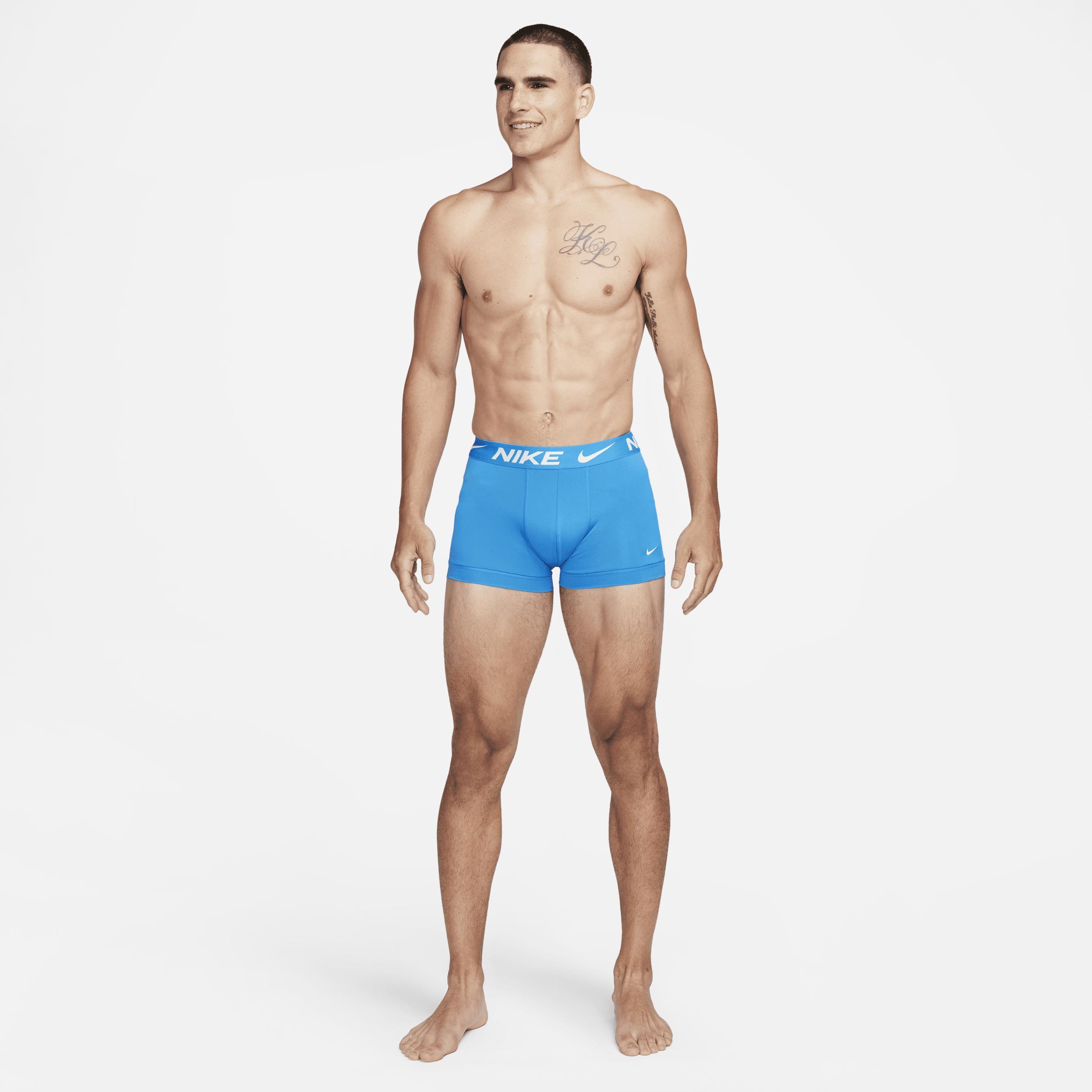 Men's Nike Dri-FIT Essential 3-pack Microfiber Trunks, Size: Medium, Nike Logo Grey Black Product Image