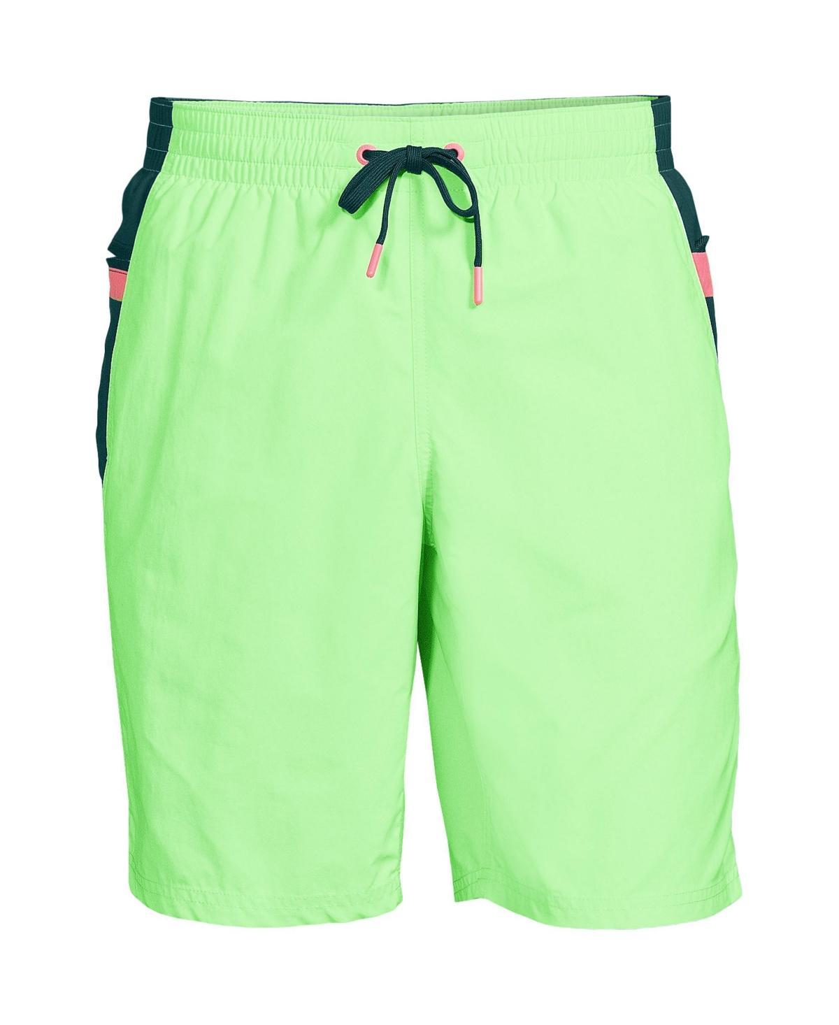 Mens Lands End 9 Swim Trunks Lime Green Colorblock Product Image