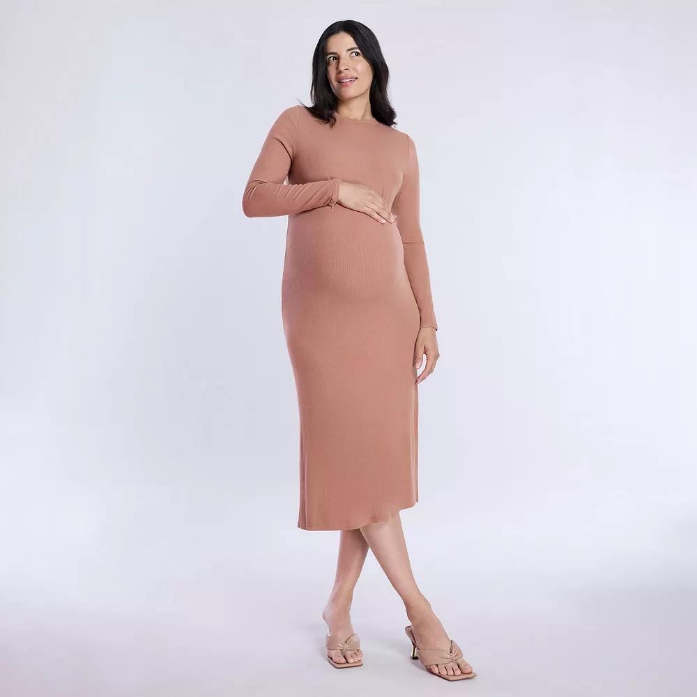 Maternity Motherhood® Rib Column Midi Dress, Women's, Size: Medium-Mat, Black Product Image