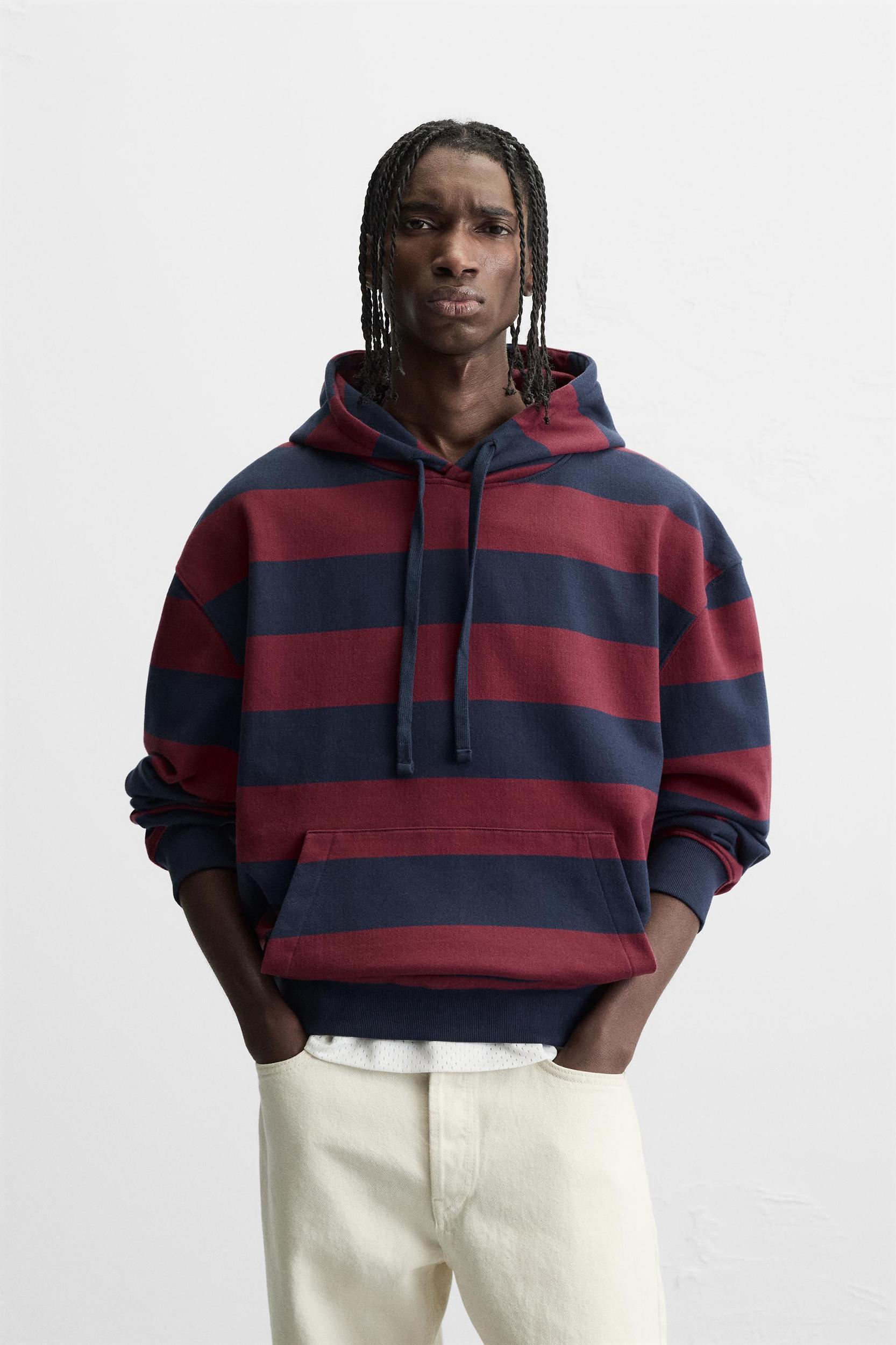 STRIPED HOODED SWEATSHIRT Product Image