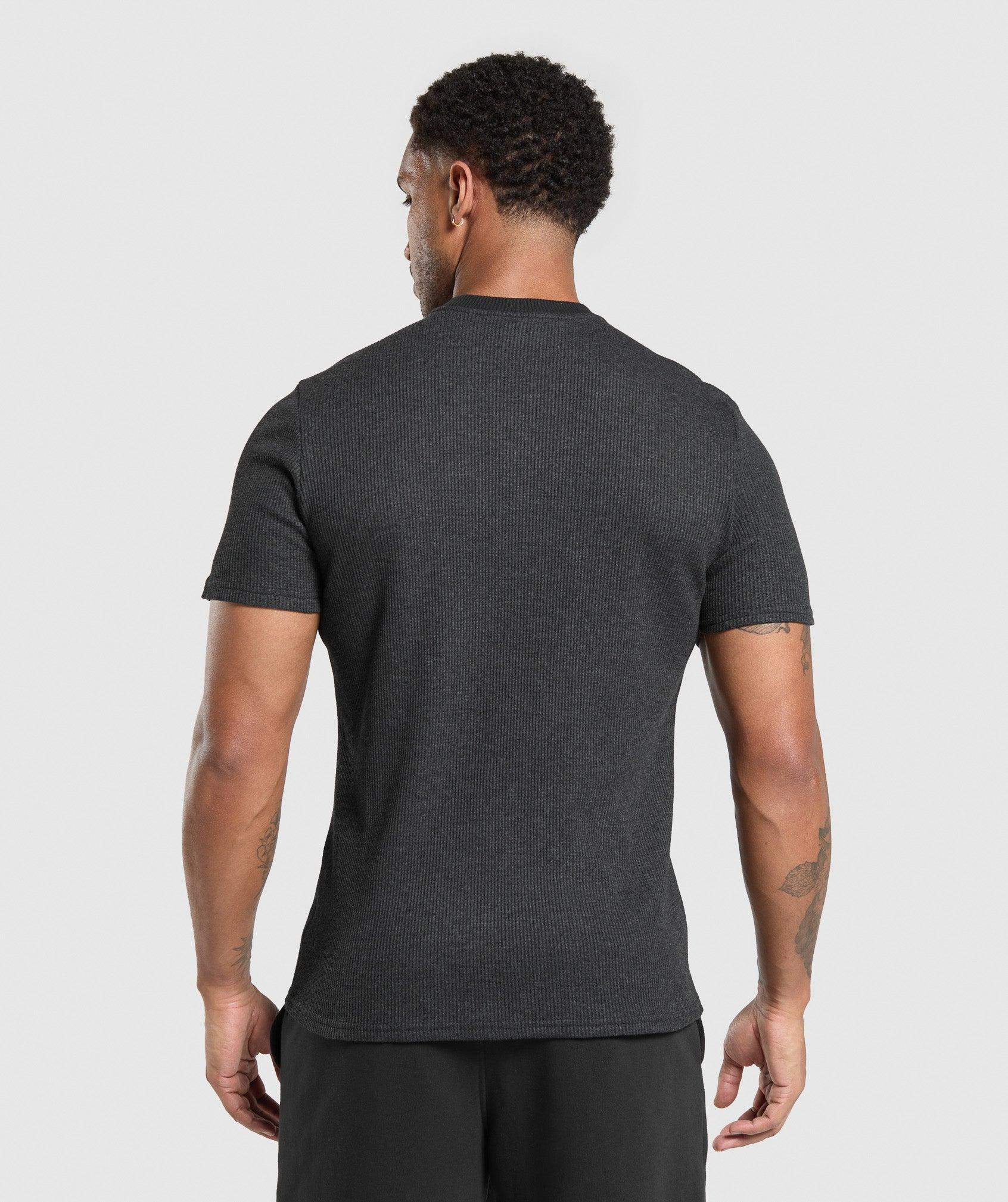 Gymshark Waffle T-Shirt - Black Male Product Image